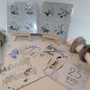 Silver Wedding Anniversary Coaster Cards – 25th Anniversary Gift Set