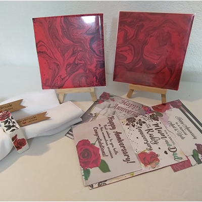 Ruby Wedding Anniversary Coaster Cards
